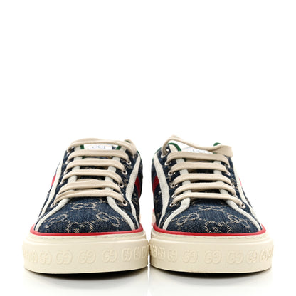 Gucci New Denim GG Monogram Web Womens 1977 Tennis Sneakers 36 Blue Tea Mystic White 2 of 8