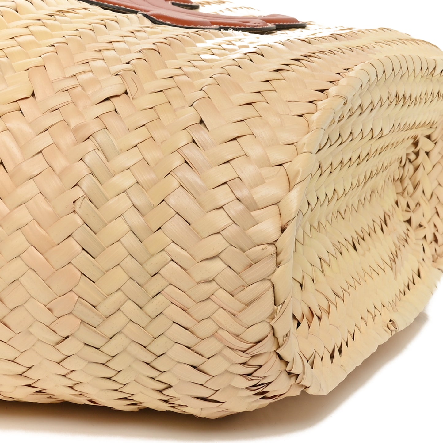 Raffia Calfskin Triomphe Medium Panier Tan