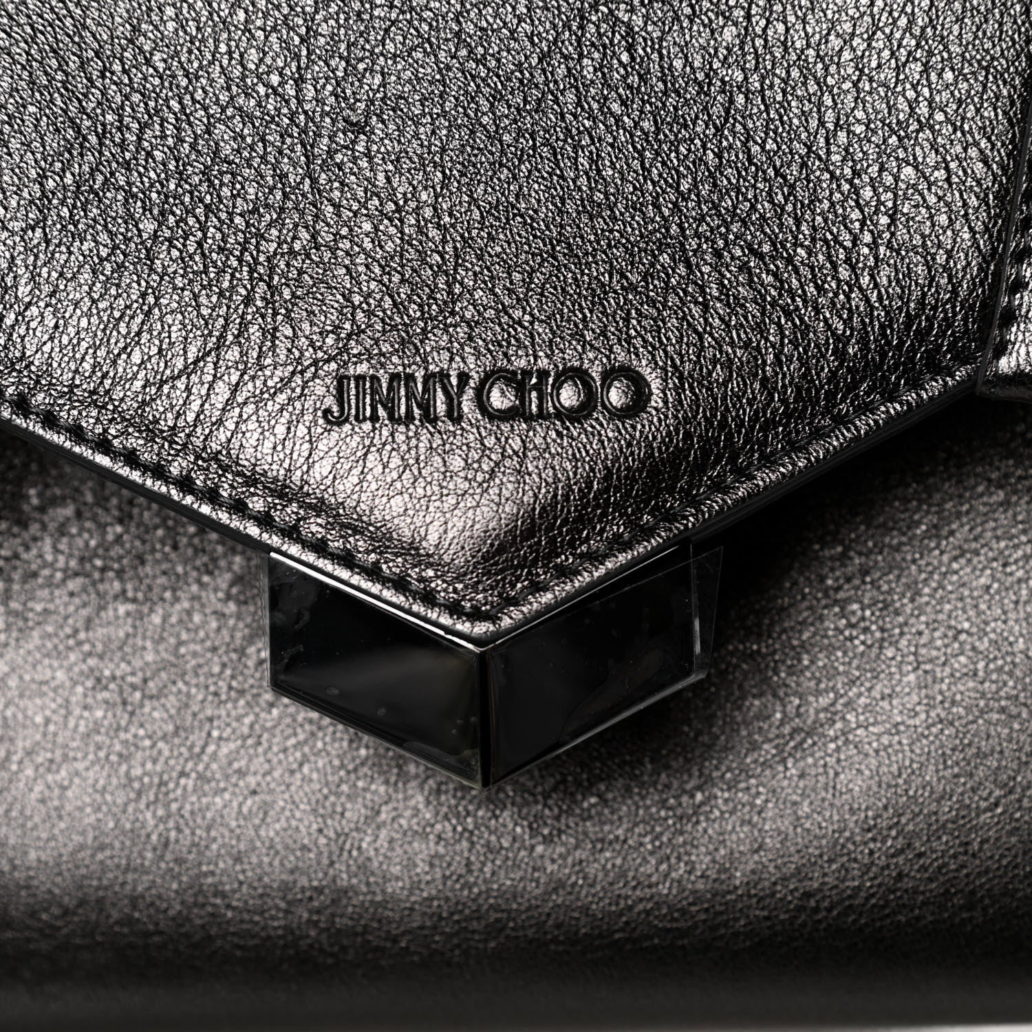 Jimmy Choo Calfskin Laser Cut Ruffled Isabella Clutch Gray 8 of 23