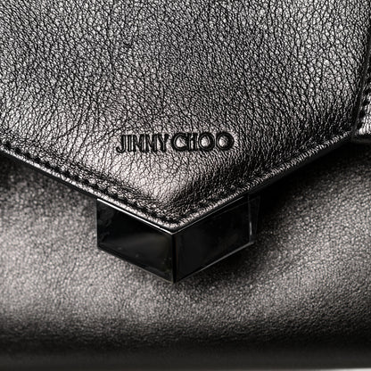Jimmy Choo Calfskin Laser Cut Ruffled Isabella Clutch Gray 8 of 23