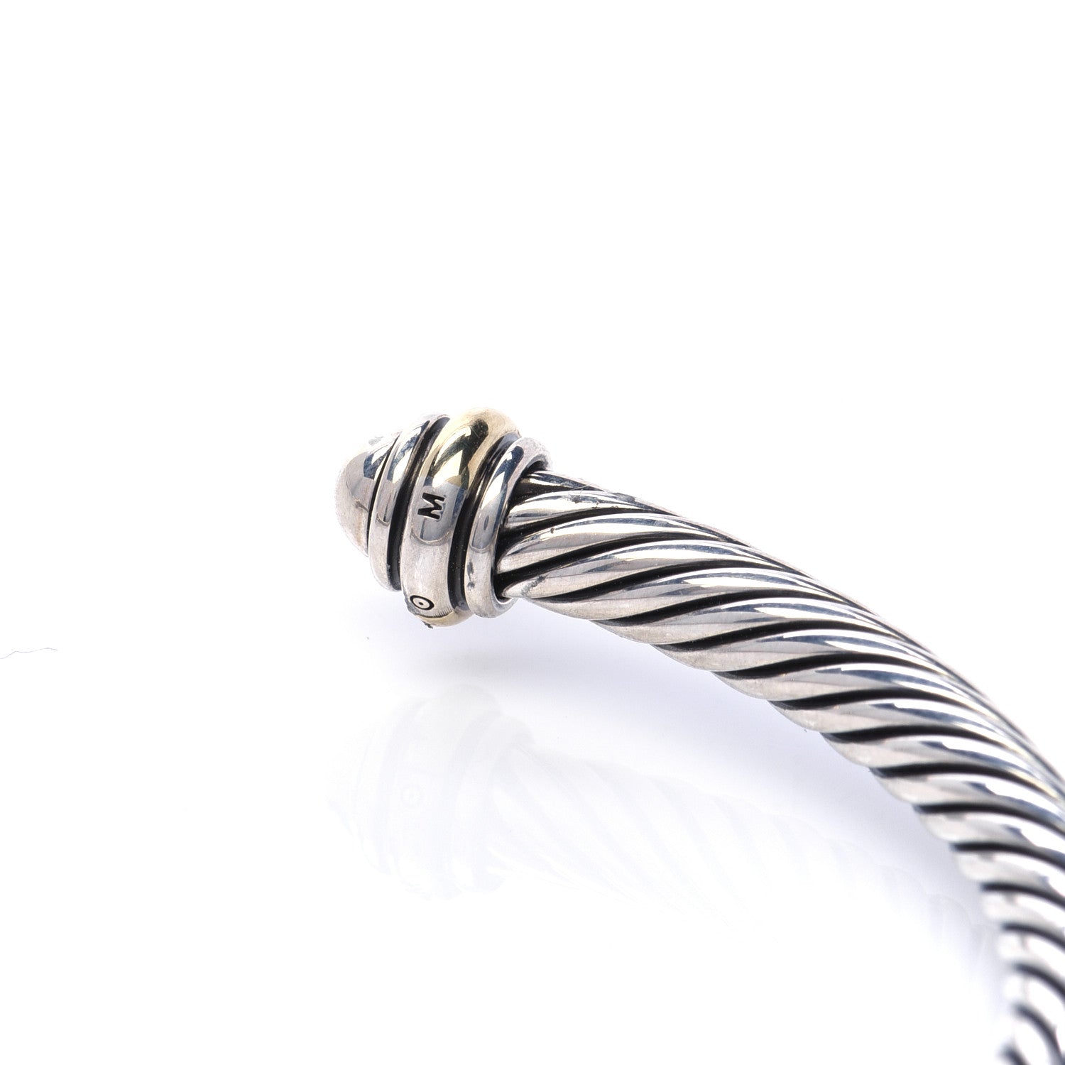 David Yurman Sterling Silver 18K Yellow Gold 4mm Cable Classics Bracelet 5 of 5