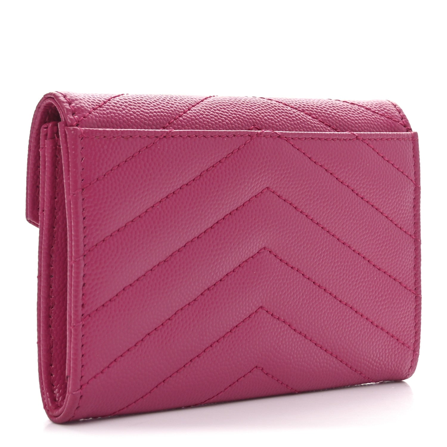 Saint Laurent Grain De Poudre Matelasse Chevron Small Monogram Envelope Wallet Bubblegum 4 of 7