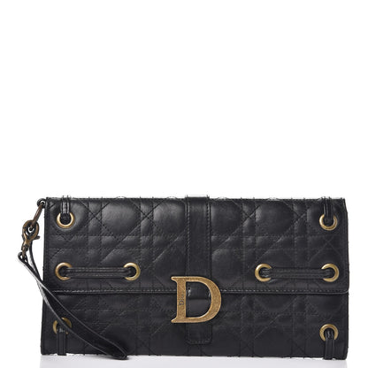 Christian Dior Lambskin Cannage D Clutch Wristlet Black 1 of 11