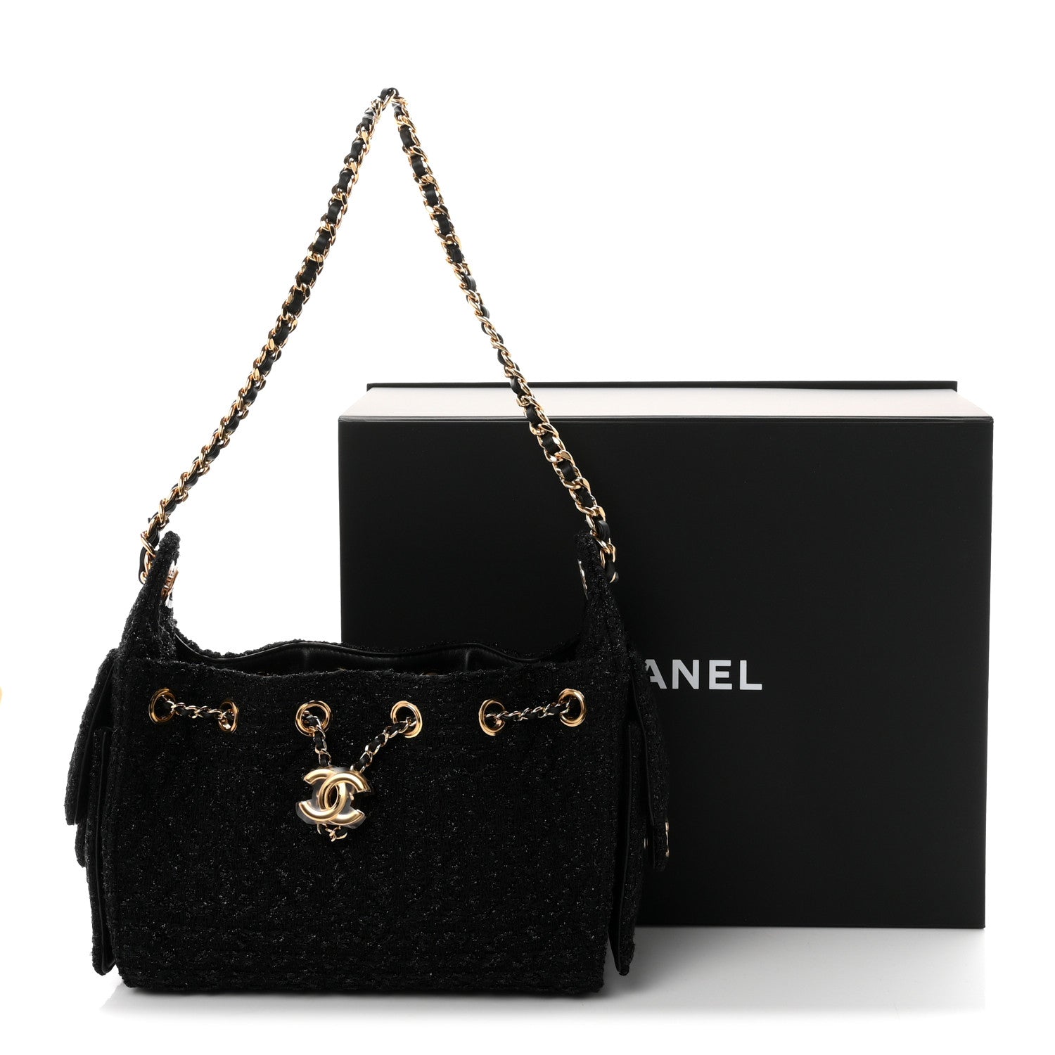 CHANEL ブラック キルティング ミニバッグ Chanel Tweed Quilted Mini Chanel 25 Handbag Black 1943193