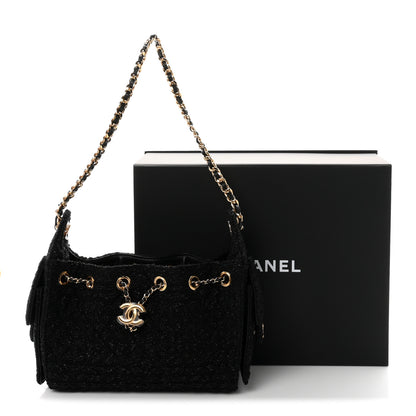 Chanel Tweed Quilted Mini Chanel 25 Handbag Black 11 of 11