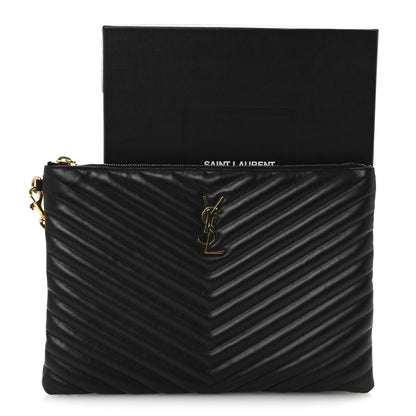 Saint Laurent Calfskin Matelasse Monogram Cassandre Tablet Pouch Black 13 of 14