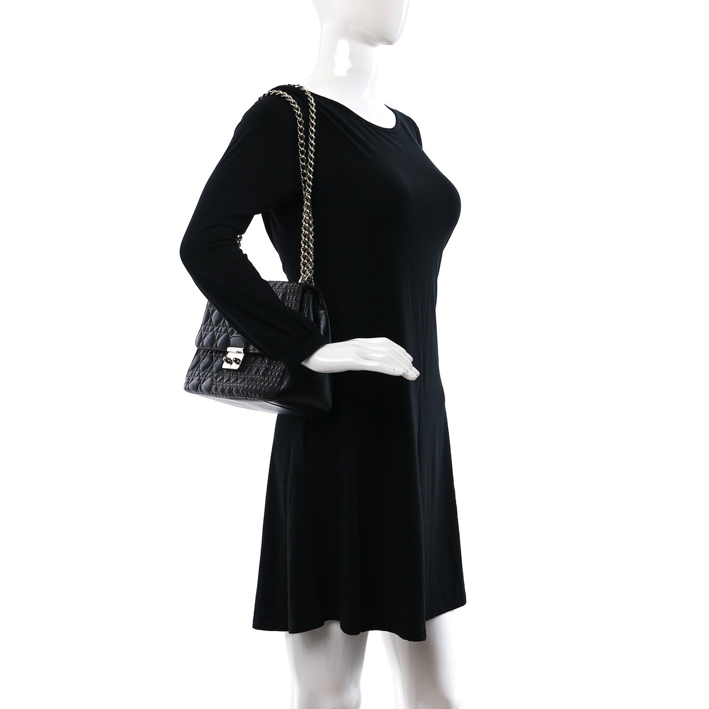 Lambskin Mixed Cannage Miss Dior Flap Black