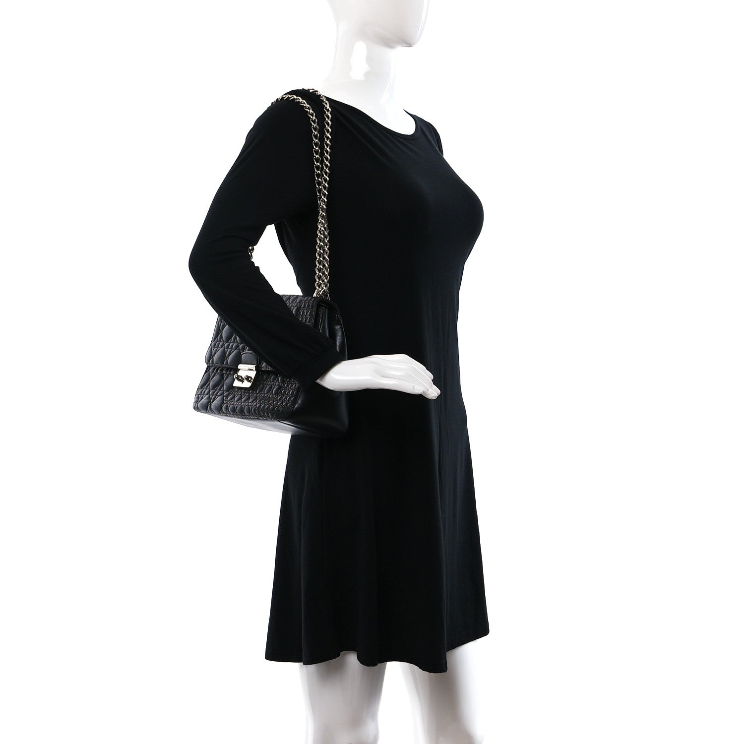Christian Dior Lambskin Mixed Cannage Miss Dior Flap Black 2 of 11