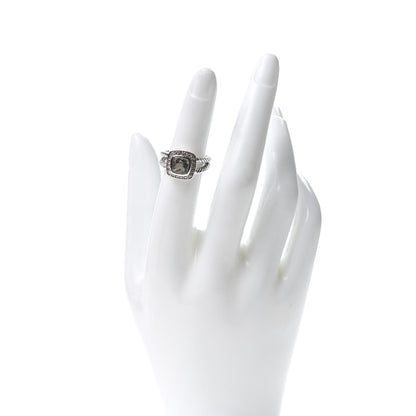 David Yurman Sterling Silver Diamond Prasiolite 7mm Petite Albion Ring 50 5.25 2 of 4