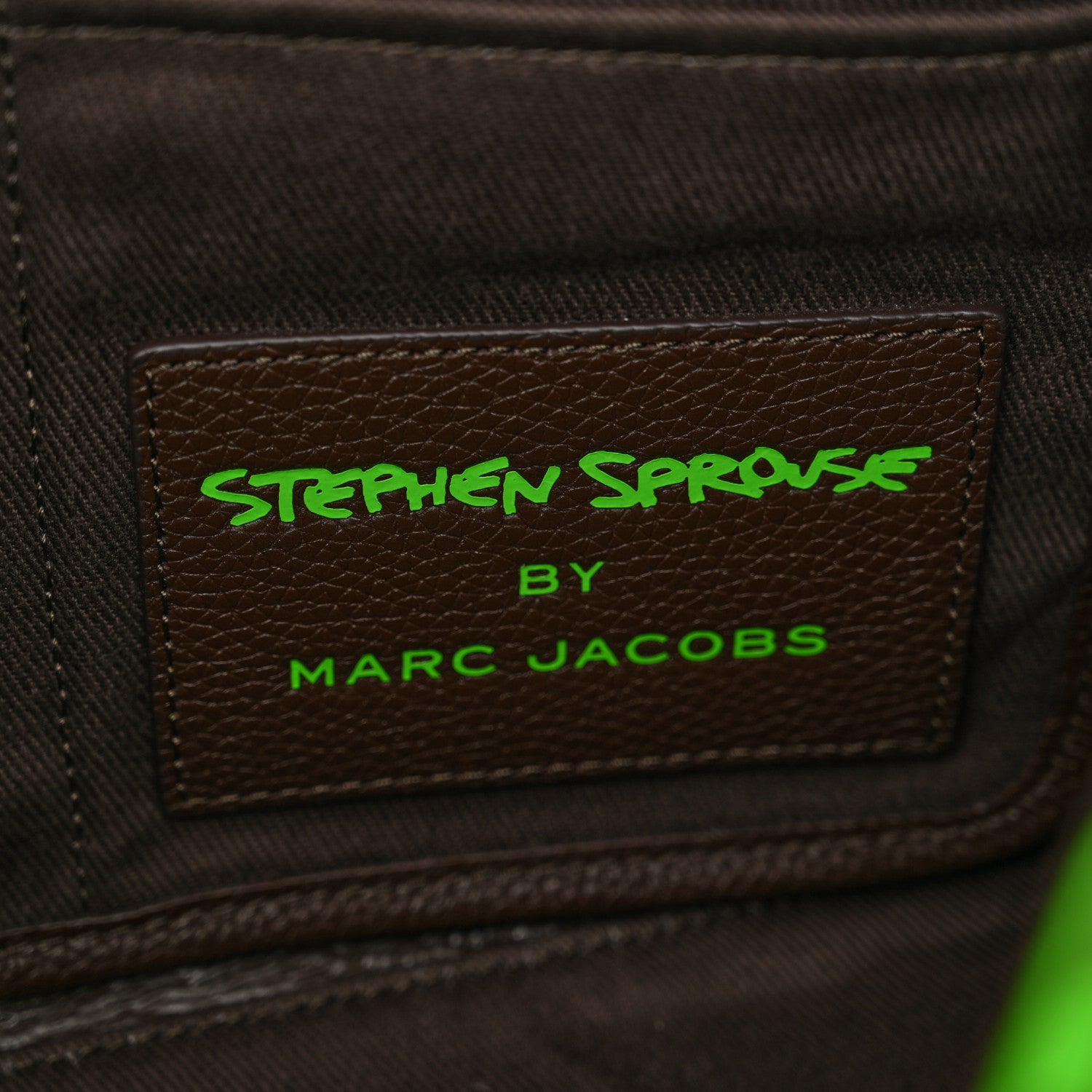 Marc Jacobs X STEPHEN SPROUSE Grained Calfskin Medium The Tote Bag Green 6 of 10