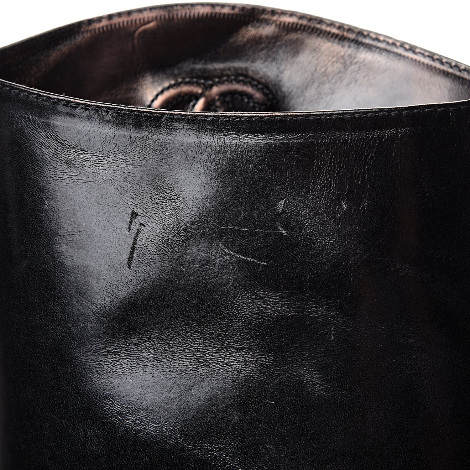 Chanel Glazed Calfskin CC High Boots 37 Black 9 of 10