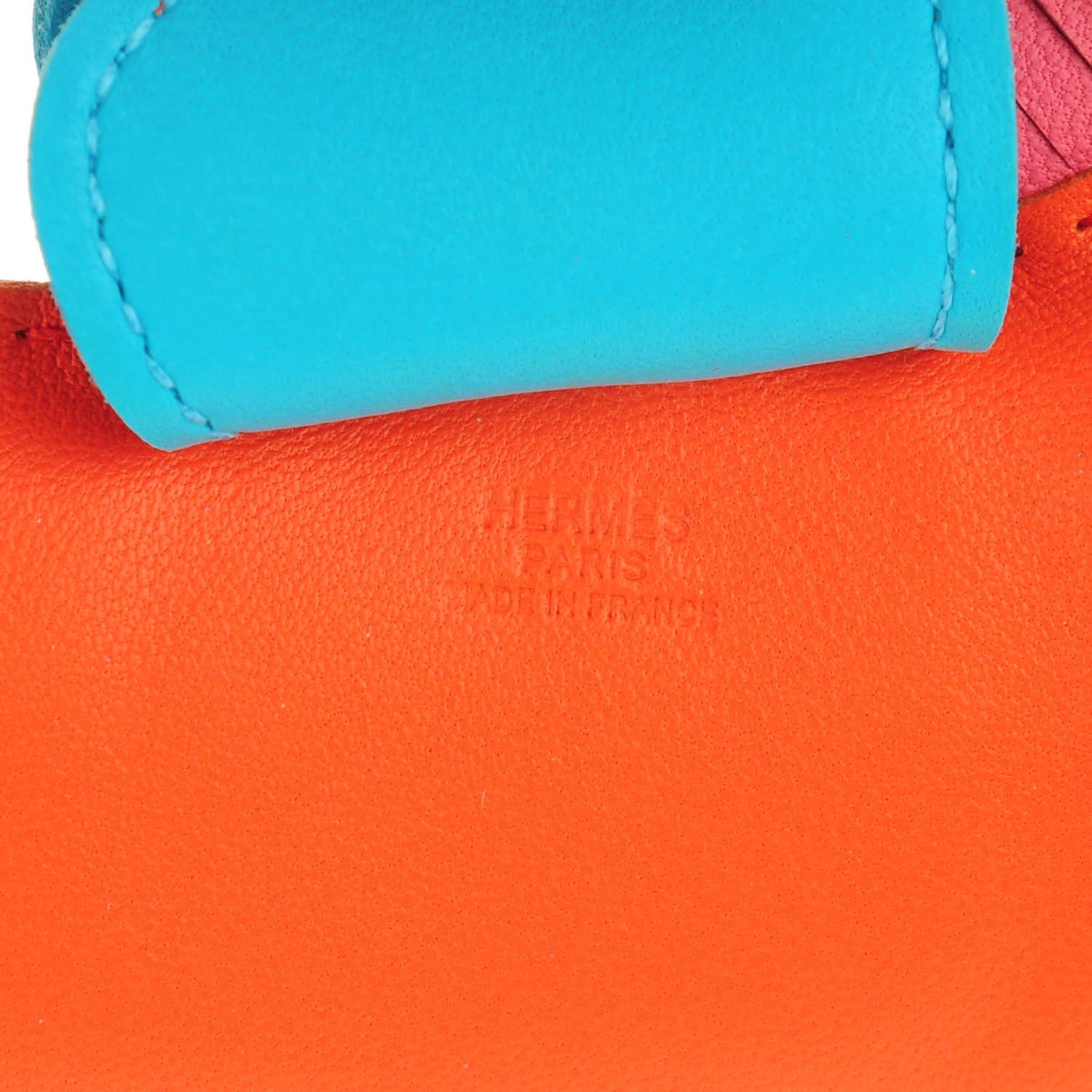 Hermes Milo Lambskin Grigri Rodeo Horse Bag Charm GM Rose Azalee Orange Poppy Bleu Azteque 3 of 3