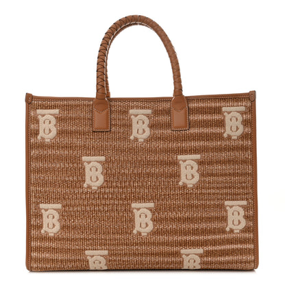 Burberry Raffia Calfskin Medium Freya Tote Natural 1 of 10