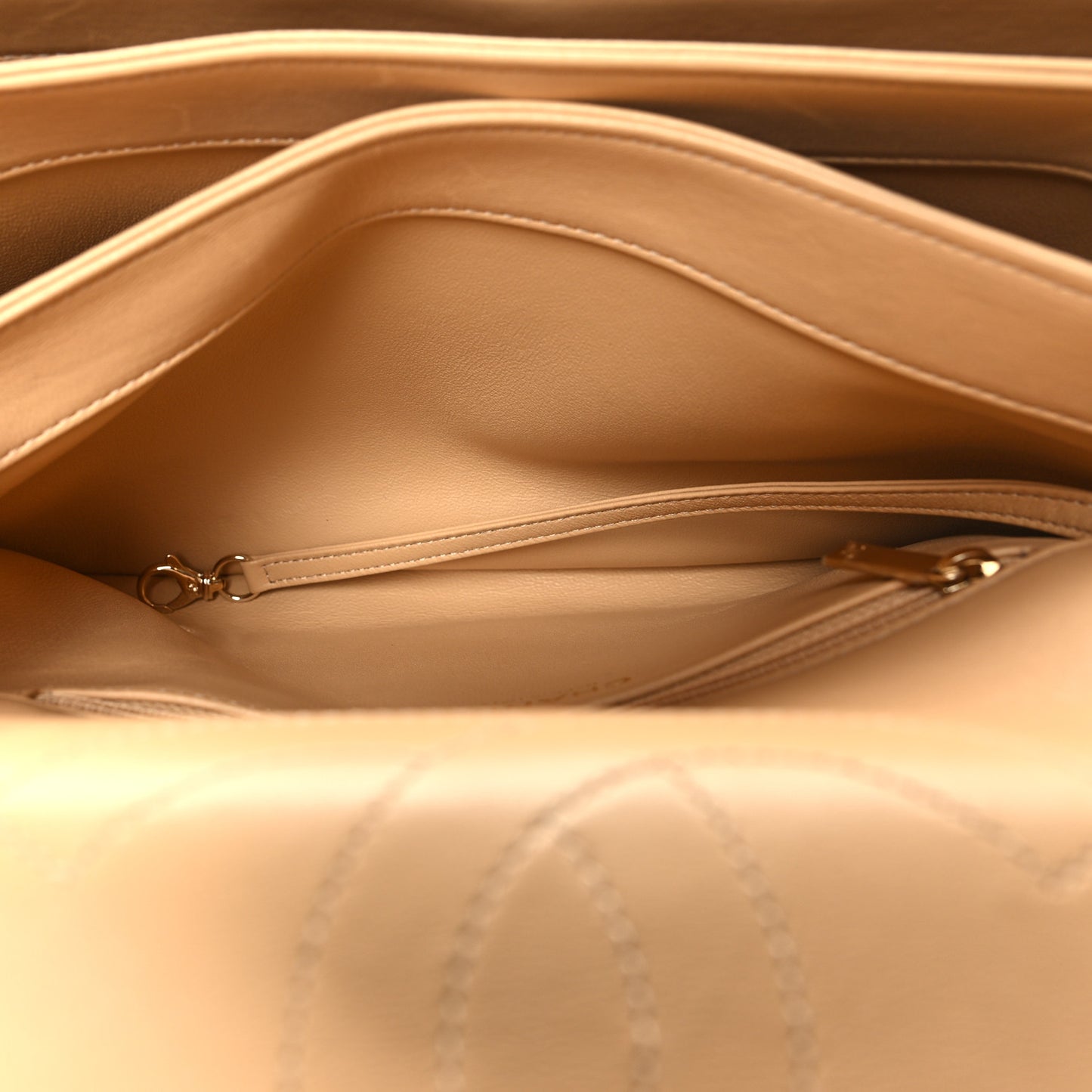 Lambskin Quilted Medium Trendy CC Flap Dual Handle Bag Beige