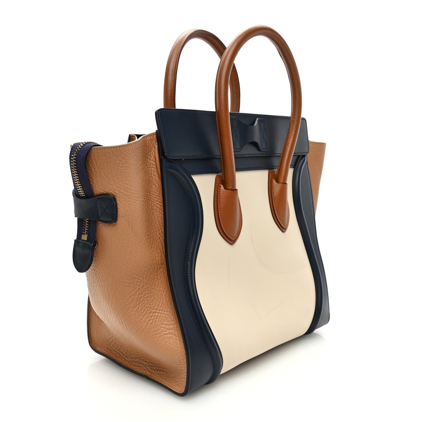 Elephant Calfskin Mini Tri-Color Luggage Brown