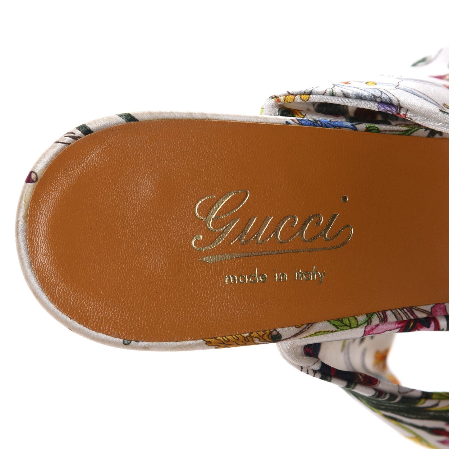 Satin Floral Ankle Strap Wedge Sandals 35 White Multicolor