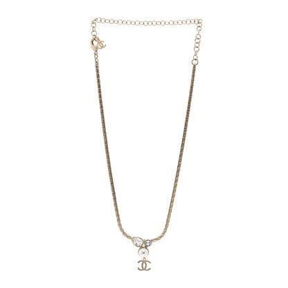 Chanel Pearl Crystal CC Teardrop Braided Necklace Gold 3 of 6