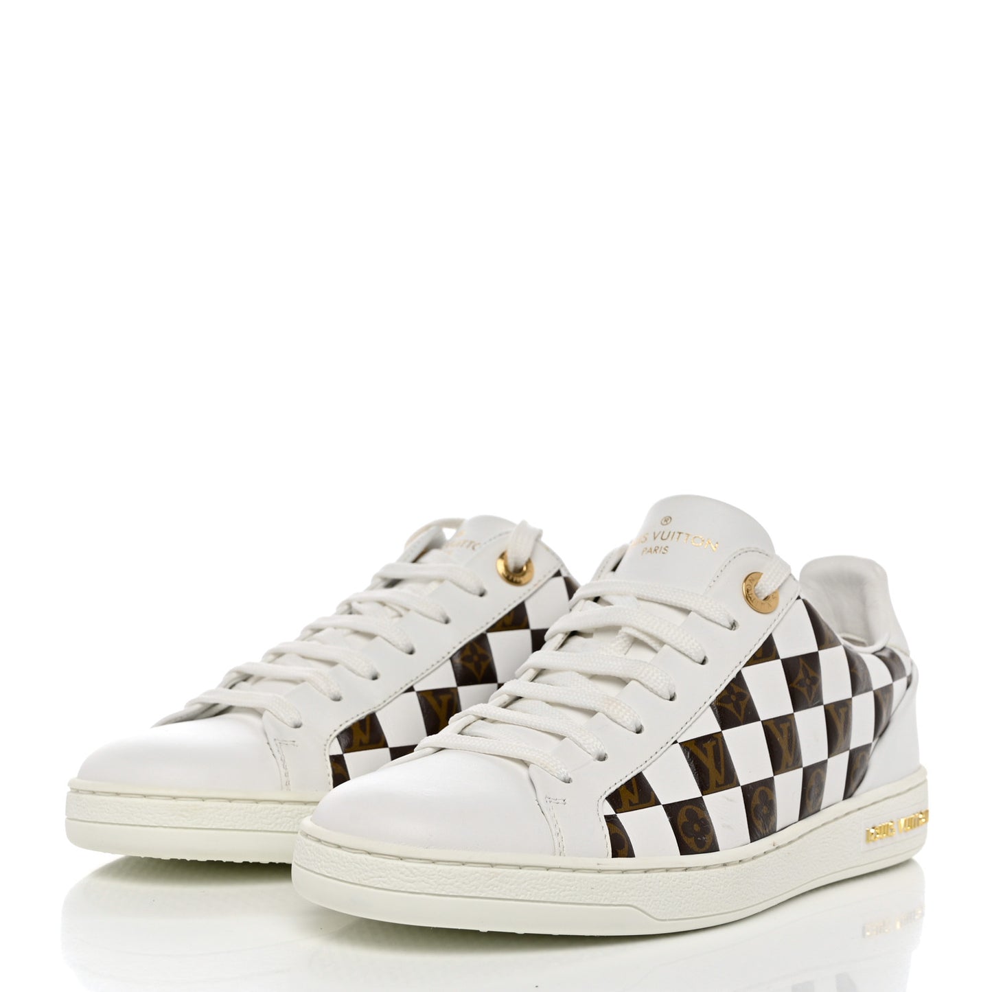 Calfskin Monogram Damier Tressage Frontrow Sneakers 37 White