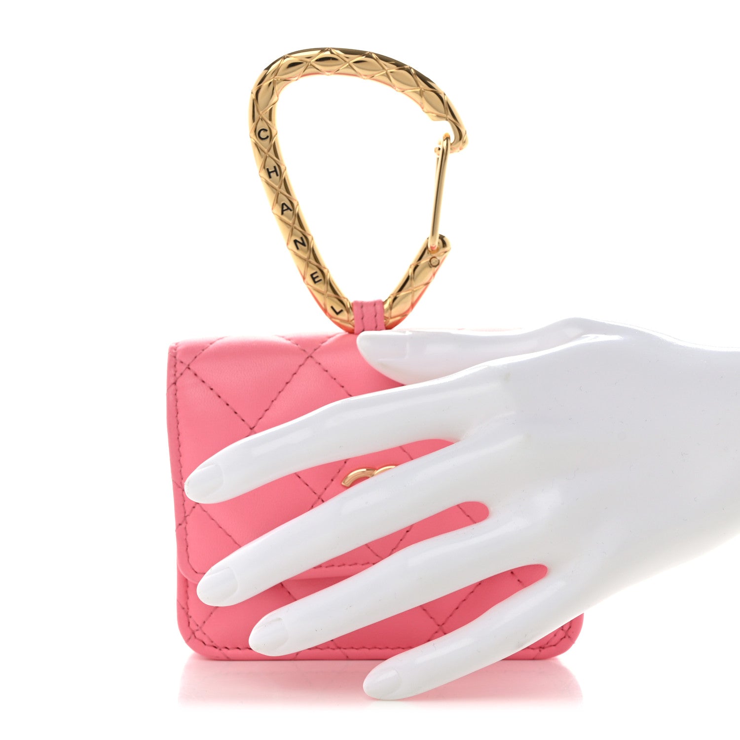 Chanel Lambskin Quilted CC Hook Card Holder Pink 2 of 9