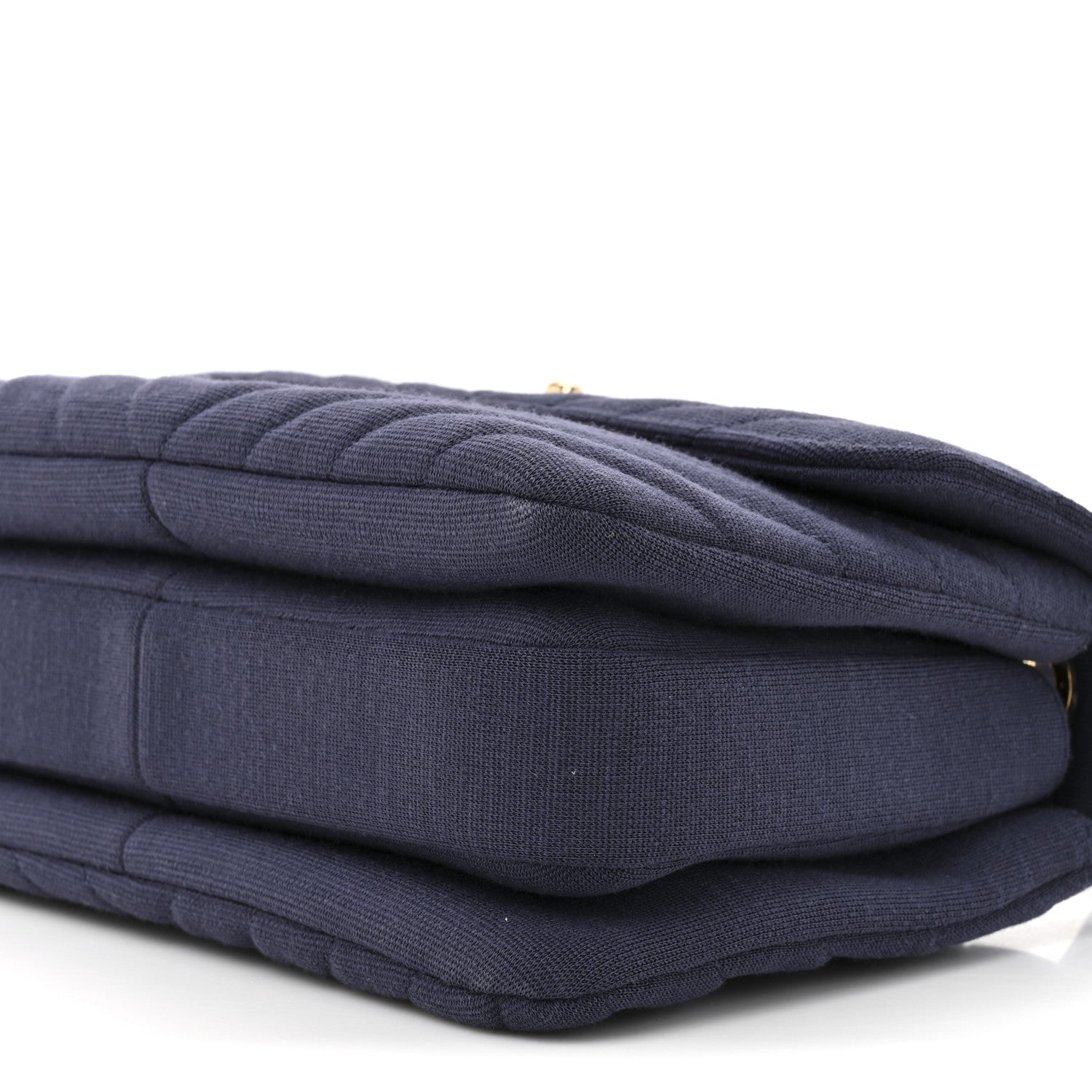 Chanel Jersey Chevron Quilted Small Trendy CC Dual Handle Flap Bag Navy Blue 10 of 11