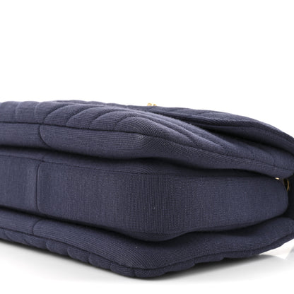 Chanel Jersey Chevron Quilted Small Trendy CC Dual Handle Flap Bag Navy Blue 10 of 11