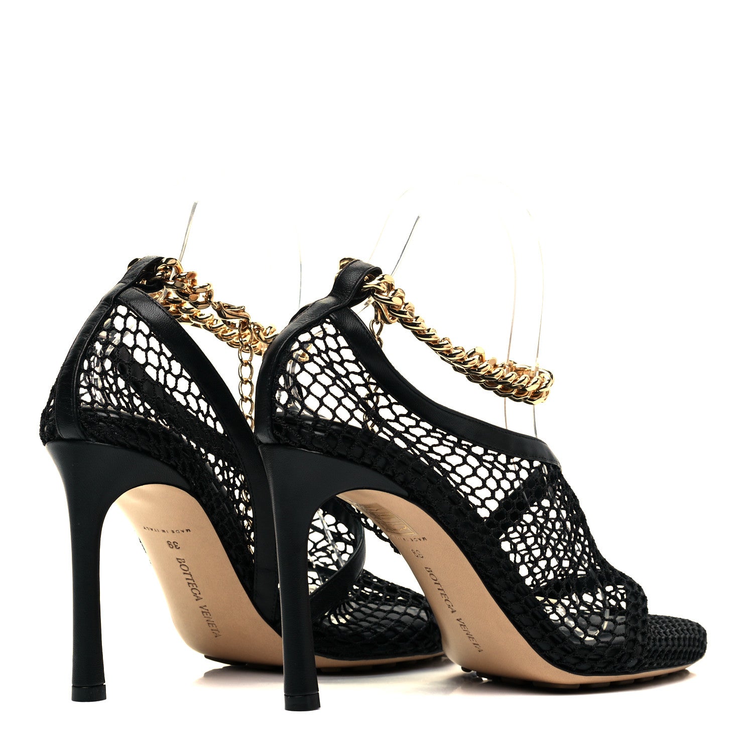 Bottega Veneta Mesh Nappa Chunky Chain Sandals 39 Black 4 of 7