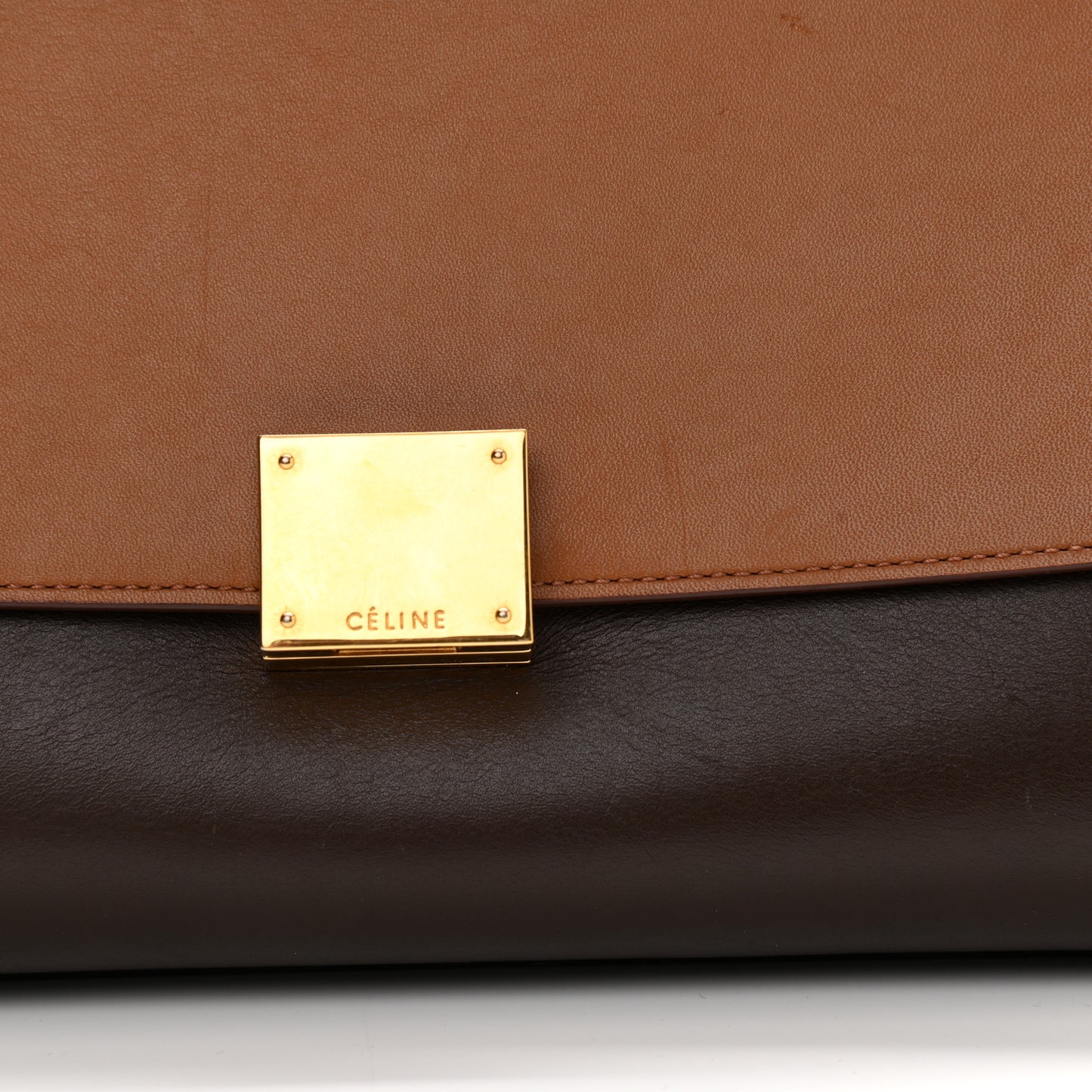 Satin Baby Grained Calfskin Medium Tri-Color Trapeze Tan