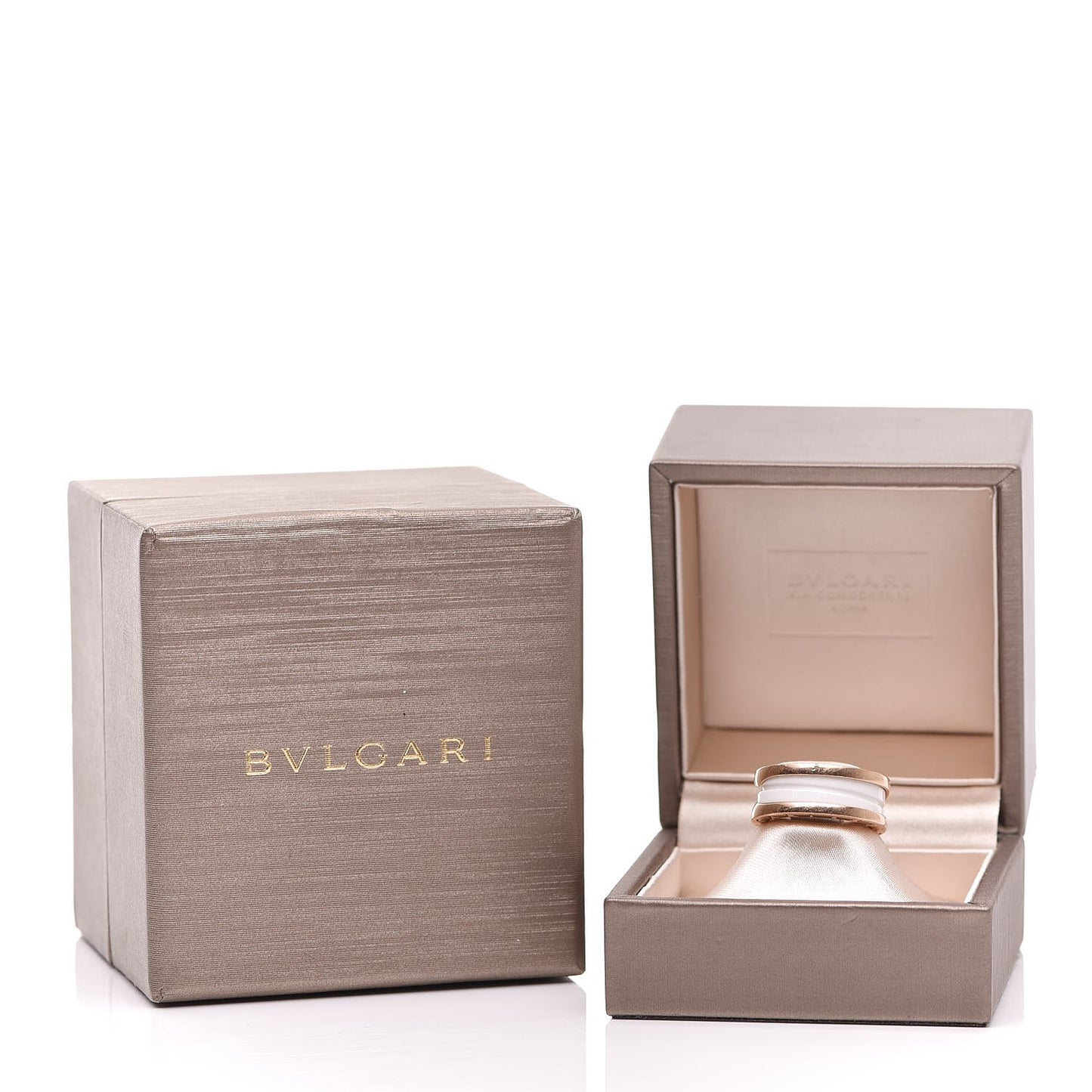 18K Rose Gold White Ceramic B.Zero1 Two-Band Ring 51 5.75