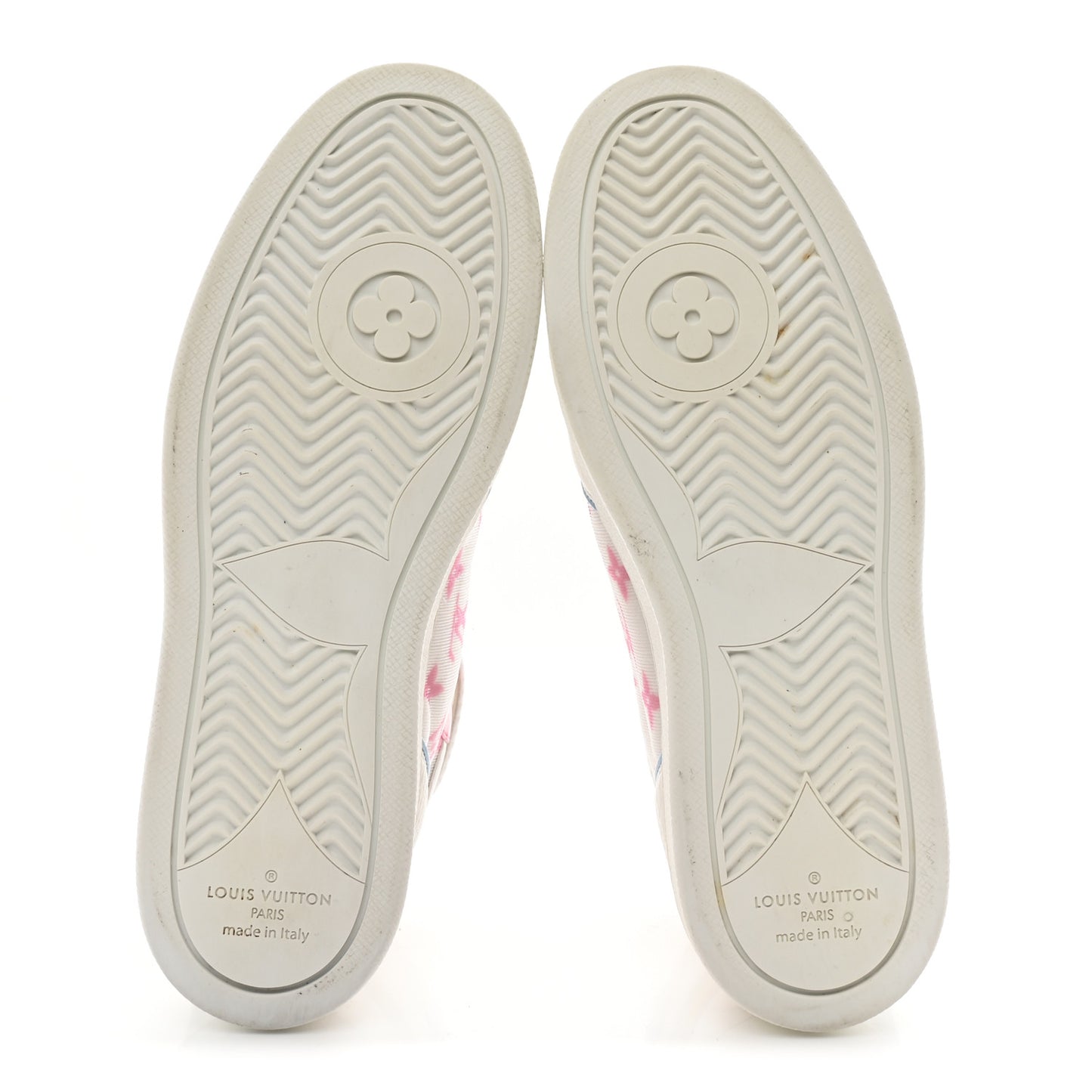 Calfskin Nylon Mesh Monogram Womens Boombox High Top Sneakers 37 Bleu Rose