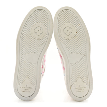 Louis Vuitton Calfskin Nylon Mesh Monogram Womens Boombox High Top Sneakers 37 Bleu Rose 6 of 10