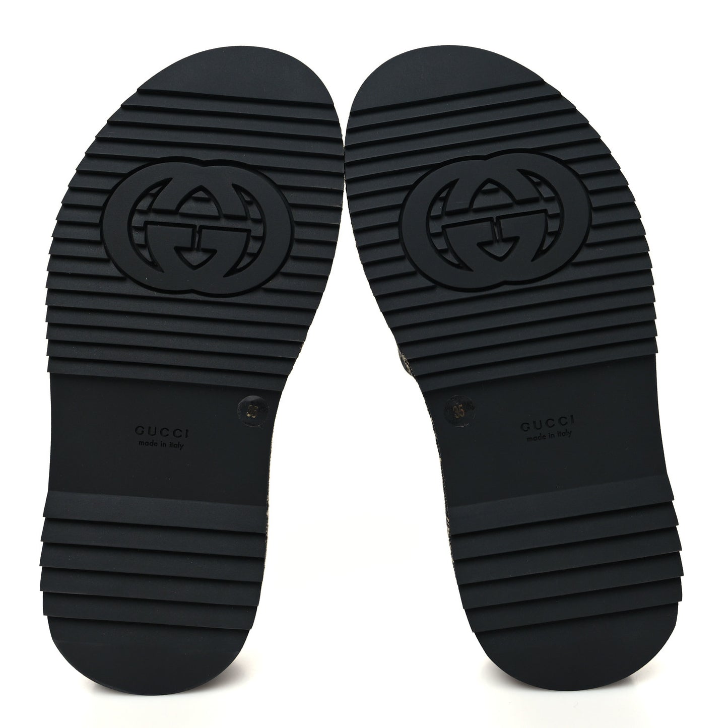 Jacquard Black Denim GG Monogram Angelina Platform 55mm Slide Sandals 35 Black Ivory