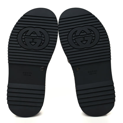 Gucci Jacquard Black Denim GG Monogram Angelina Platform 55mm Slide Sandals 35 Black Ivory 5 of 9