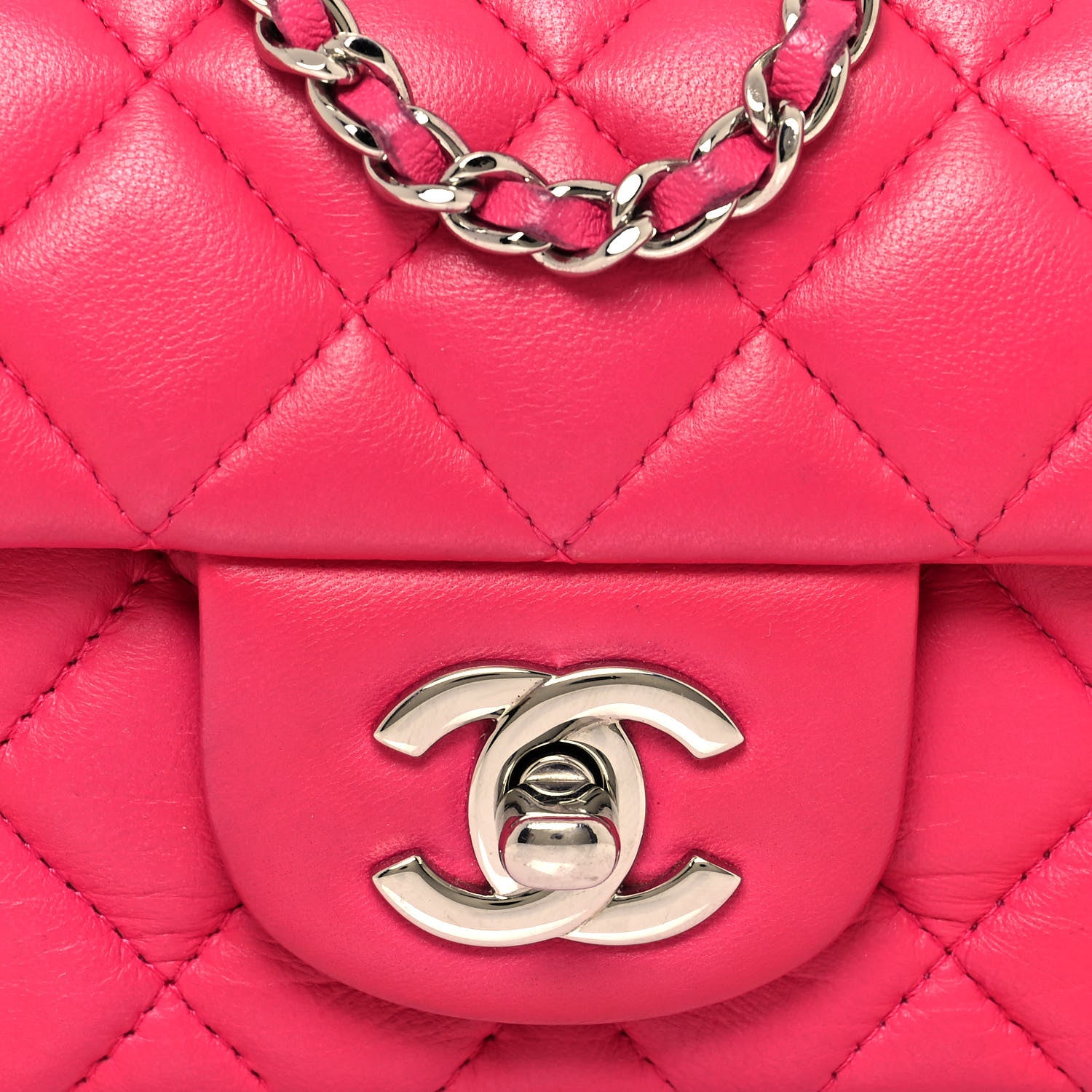Chanel Lambskin Quilted Extra Mini Rectangular Flap Pink 8 of 18