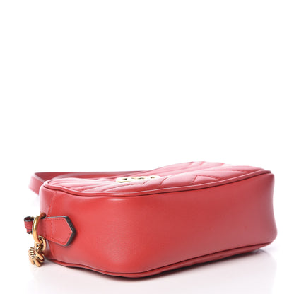 Gucci Calfskin Matelasse Mini GG Marmont Chain Shoulder Bag Hibiscus Red 4 of 10