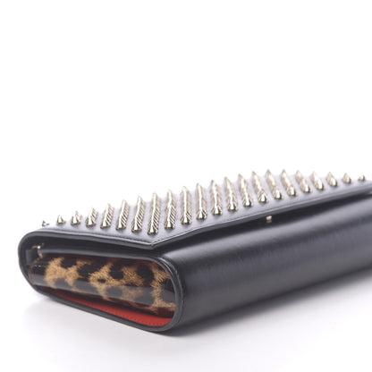 Christian Louboutin Calfskin Patent Leopard Spikes Paloma Clutch Black 8 of 12