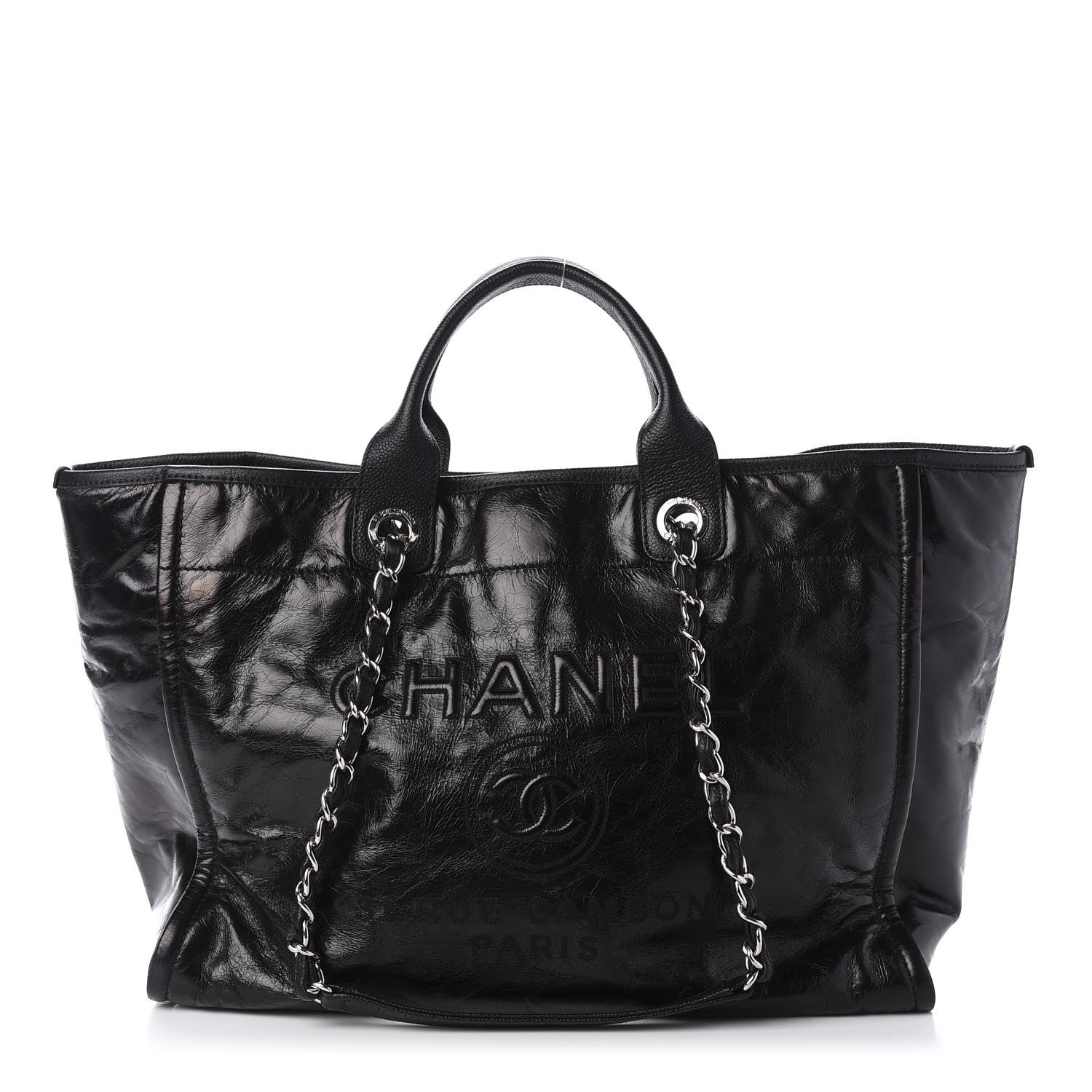 Chanel Glazed Calfskin Medium Deauville Tote Black 1 of 10