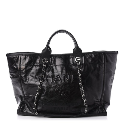 Chanel Glazed Calfskin Medium Deauville Tote Black 1 of 10