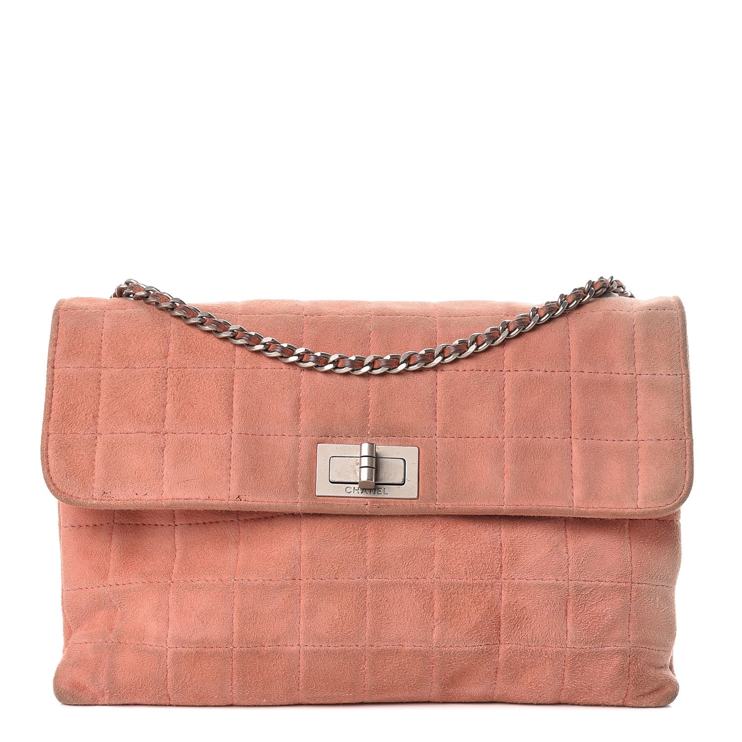 Suede Chocolate Bar Mademoiselle Flap Pink