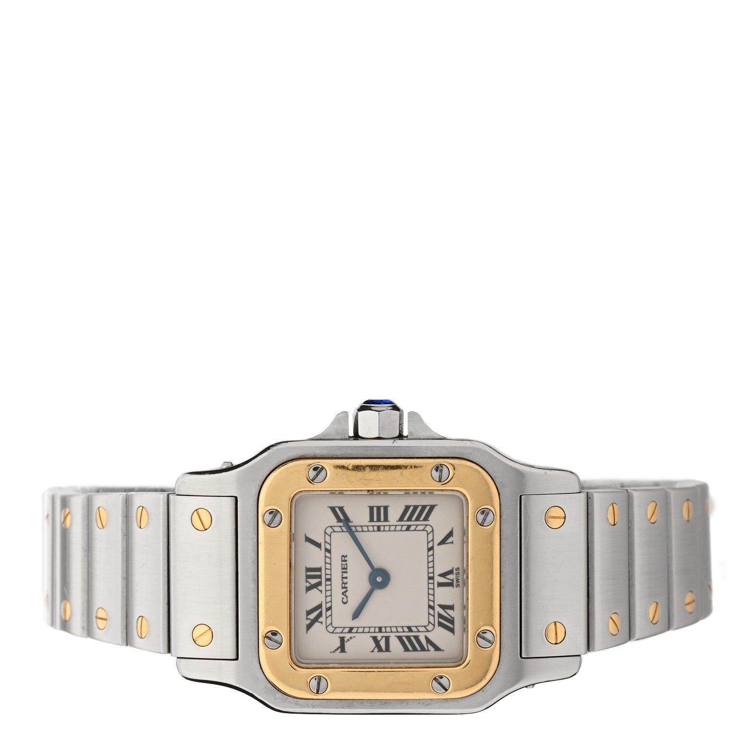 Cartier Stainless Steel 18K Yellow Gold 24mm Santos De Cartier Galbee Quartz Watch 2 of 4