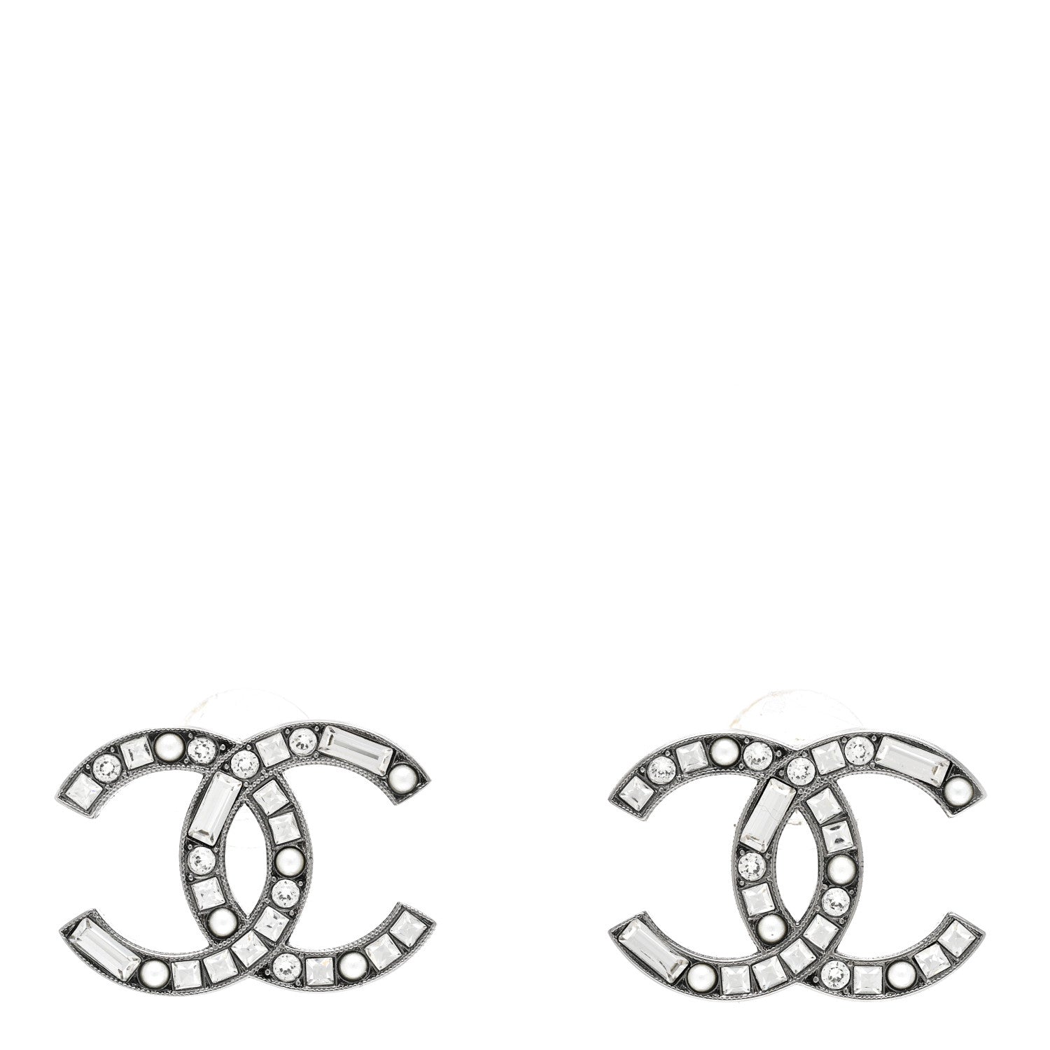 Chanel Baguette Crystal Pearl CC Bright Young Things Earrings Ruthenium 1 of 7
