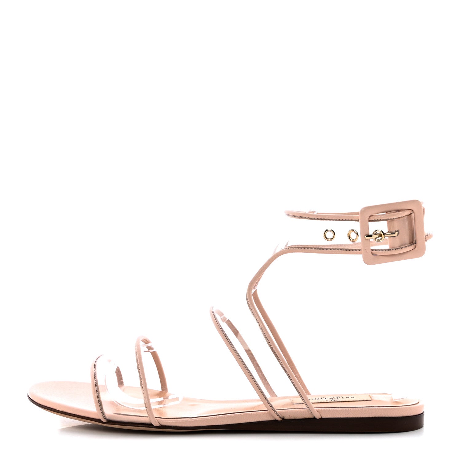 Valentino Garavani Nappa PVC Dollybow Sandals 38 Water Rose 1 of 9