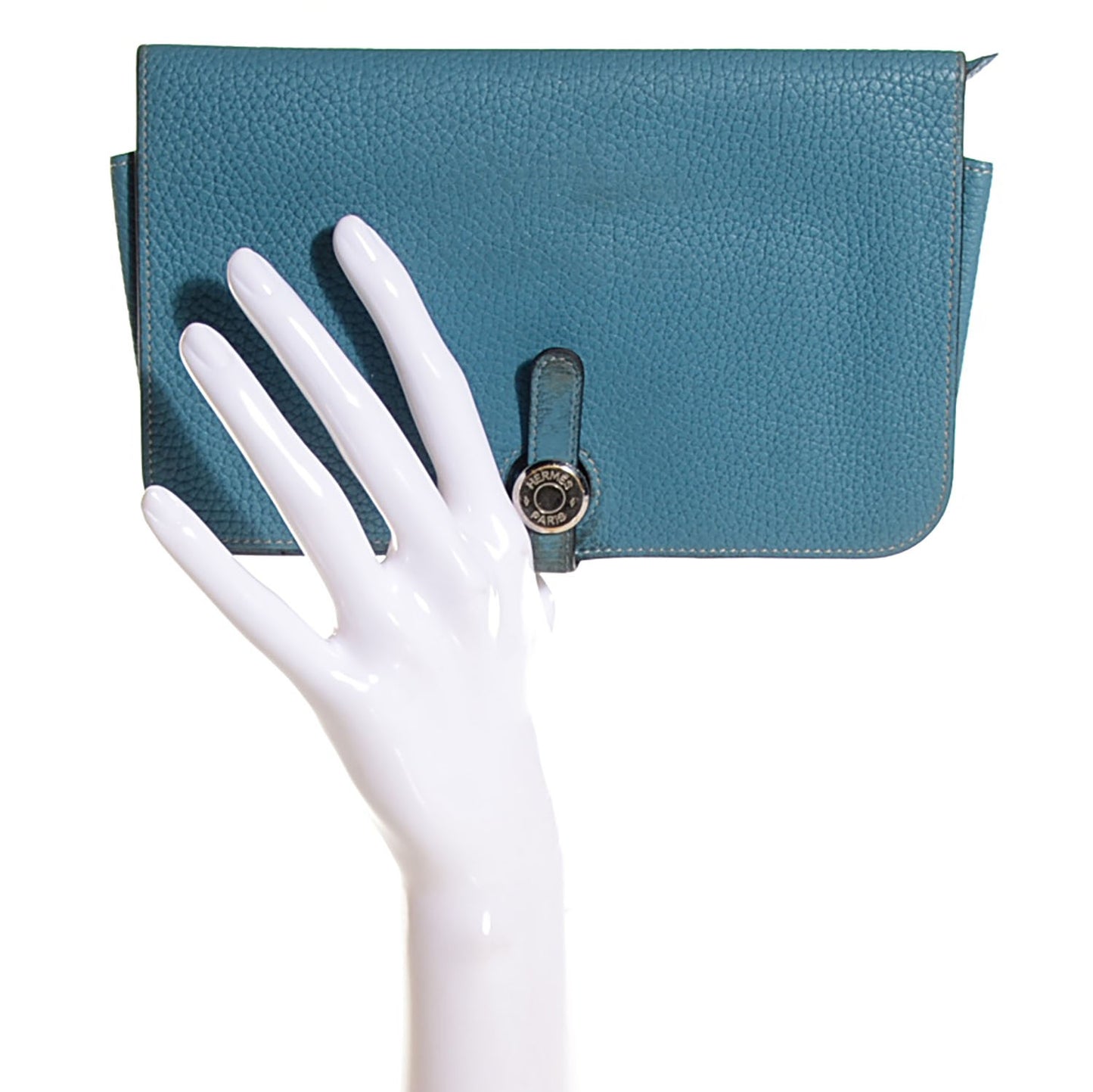 Taurillon Clemence Dogon Duo Wallet Blue Jean
