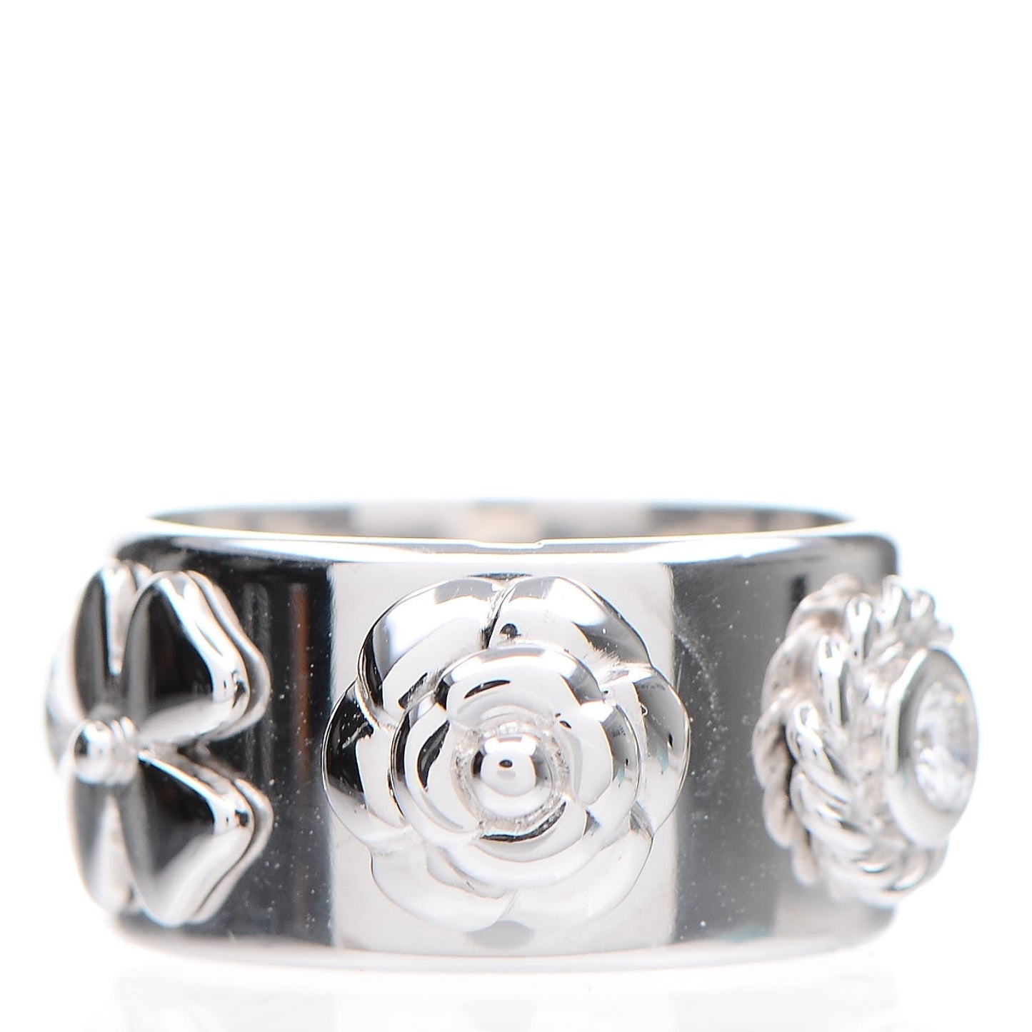 18K White Gold Diamond Camellia Ring 48 4.5
