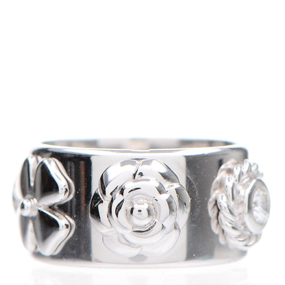 Chanel 18K White Gold Diamond Camellia Ring 48 4.5 3 of 5