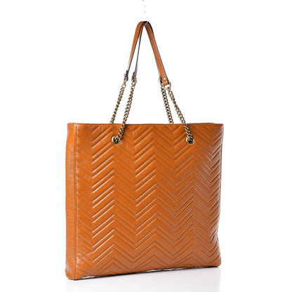 Gucci Azalea Calfskin Matelasse Large GG Marmont Slim Tote Cognac 2 of 10