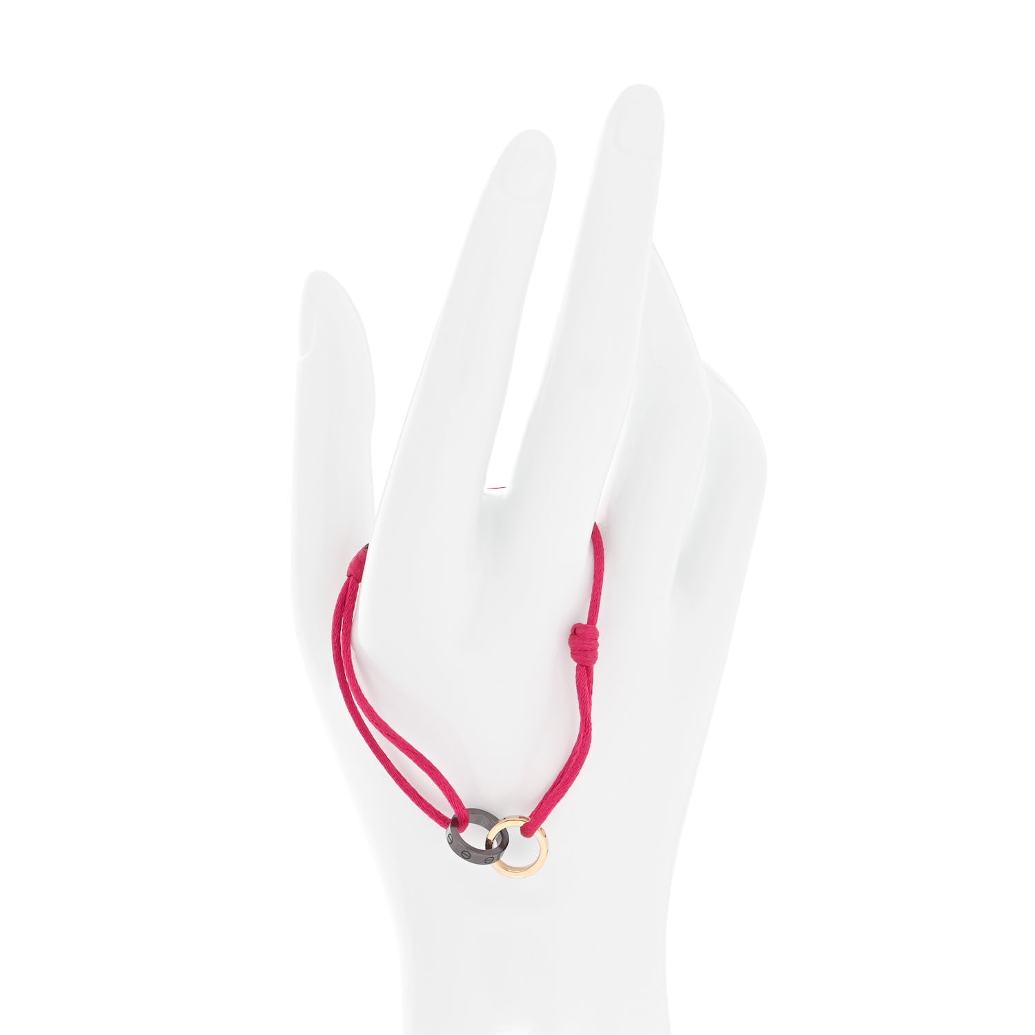 Cartier 18K Pink Gold Ceramic 4 Diamond LOVE Cord Bracelet Hot Pink 2 of 5
