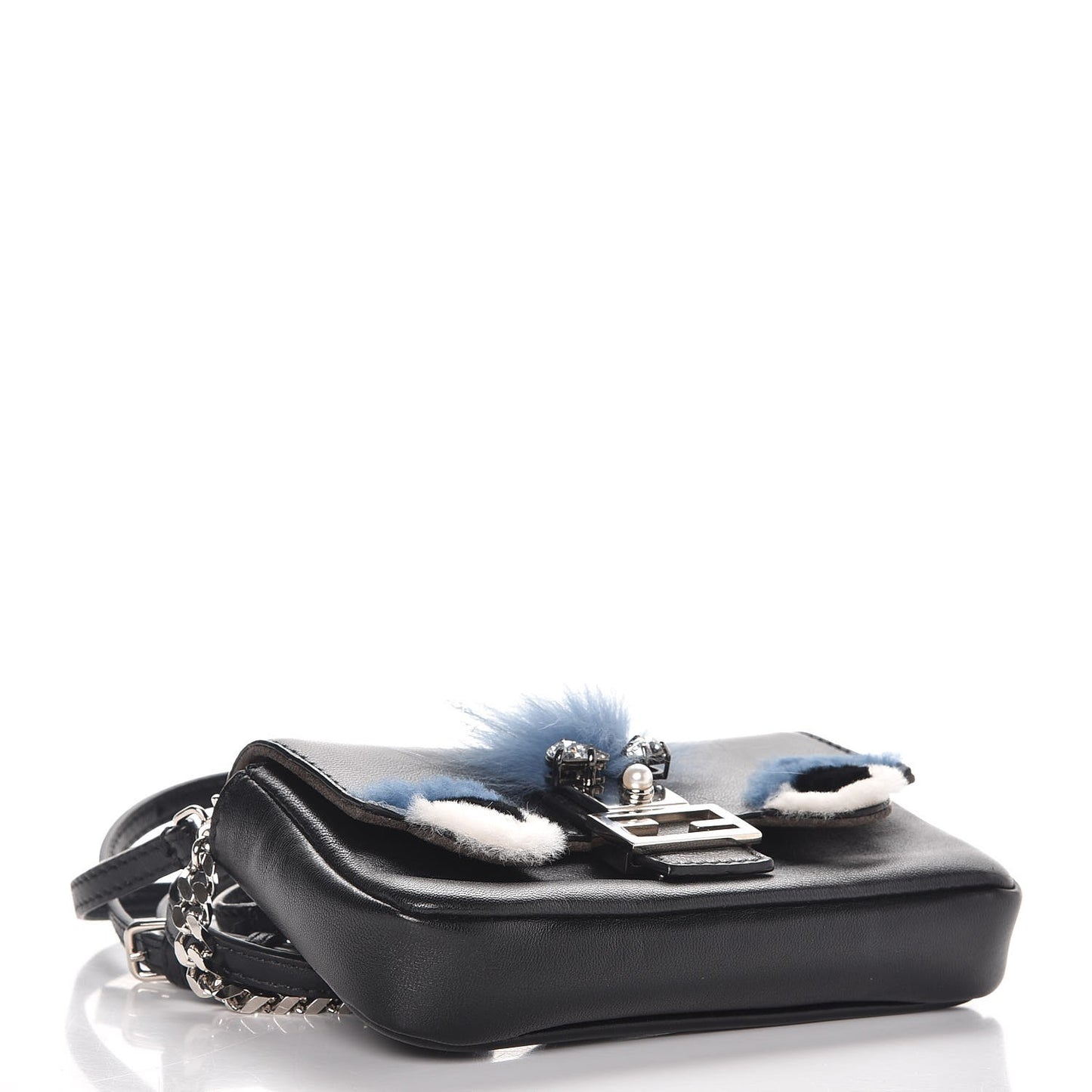 Nappa Rabbit Fox Fur Micro Buggie Baguette Black