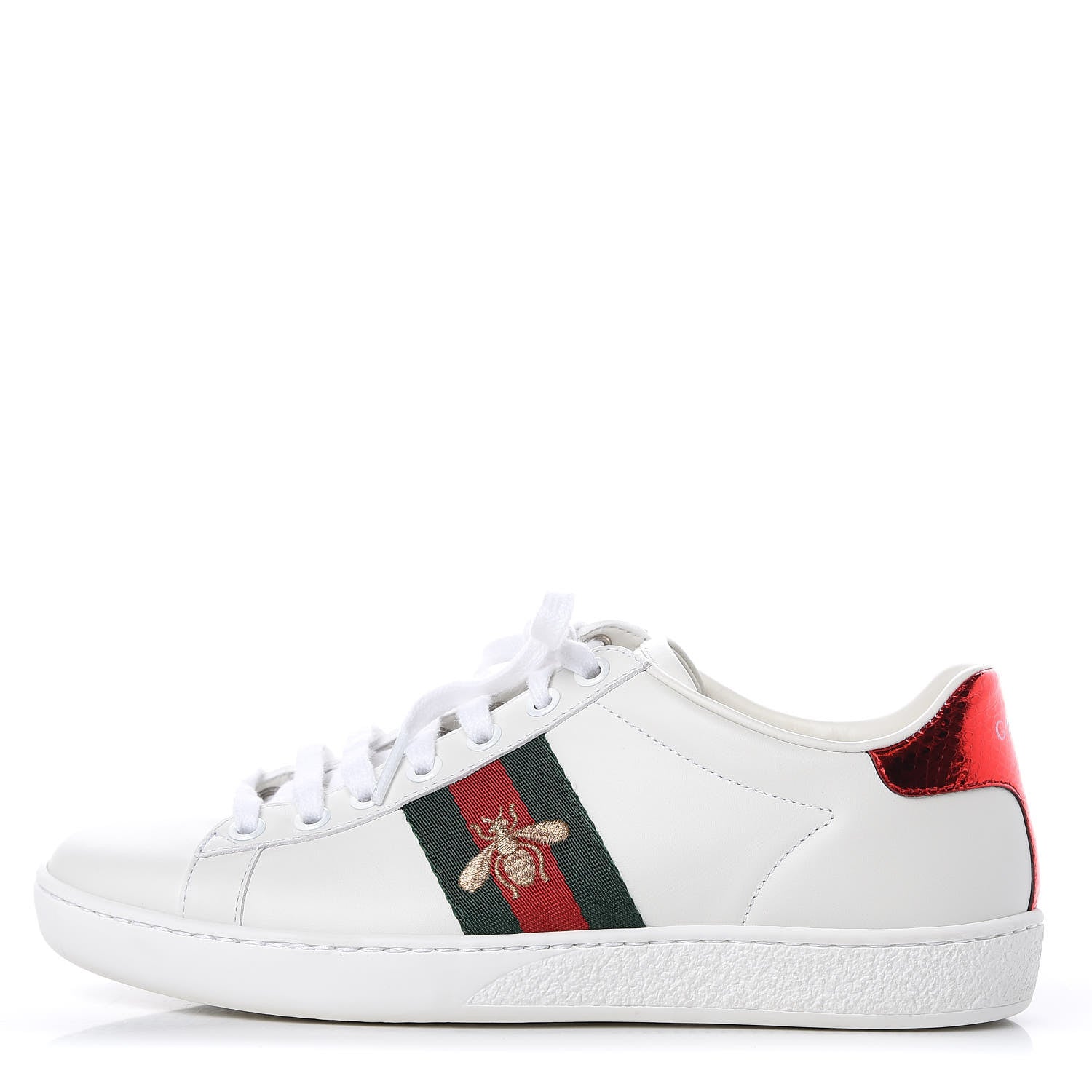 Gucci Calfskin Ayers Bee Embroidered Womens Ace Sneakers 36 White Green 1 of 10