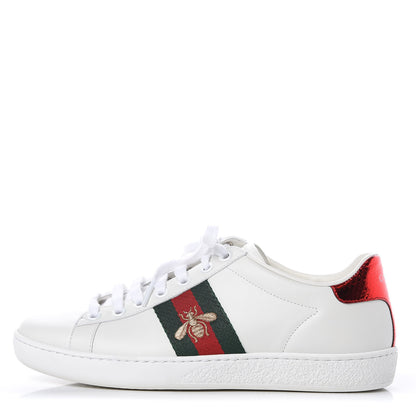 Gucci Calfskin Ayers Bee Embroidered Womens Ace Sneakers 36 White Green 1 of 10