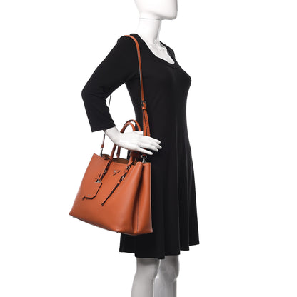 Prada Saffiano Cuir Medium Double Handle Tote Papaya 2 of 11